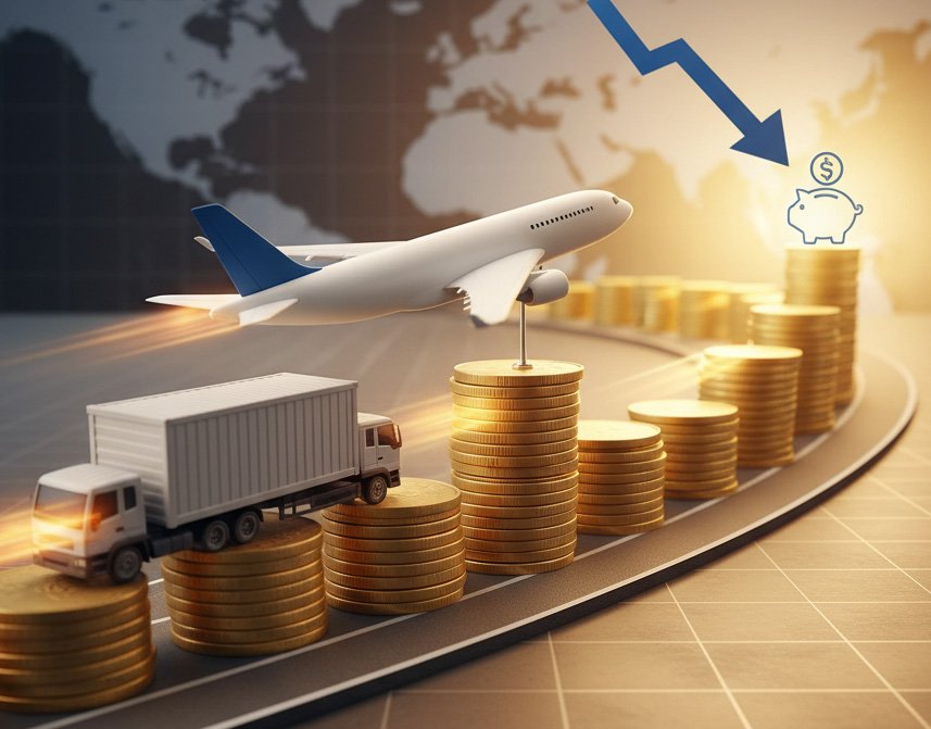 Proceso de transporte y ahorro en envíos internacionales